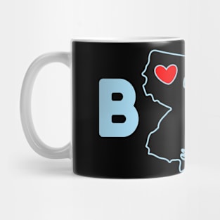 New Jersey Born with State Outline of New Jersey in the word Born Mug